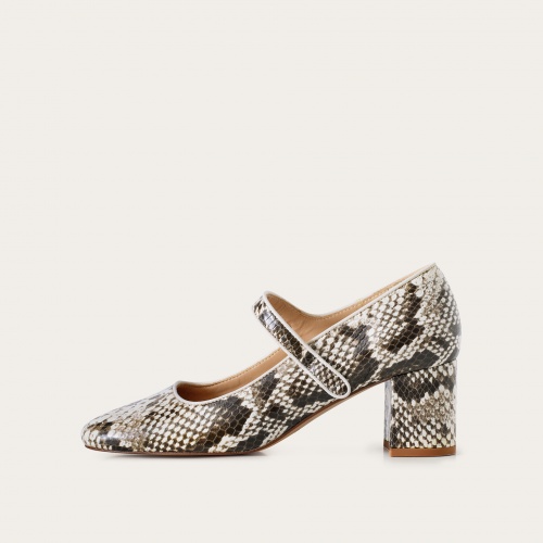 Dora High Heels, off white python pattern